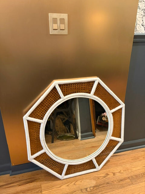 Octagonal Rattan Mirror