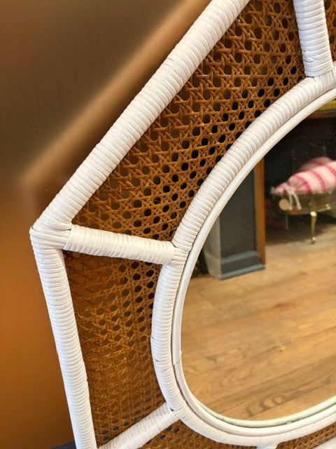 Octagonal Rattan Mirror