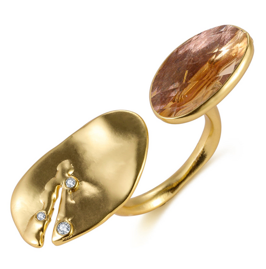 Huggie Ring Peach Glass and Gems
