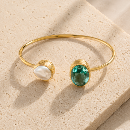 CORE | GEMSTONE BANGLE BRACELET- GOLD FINISH