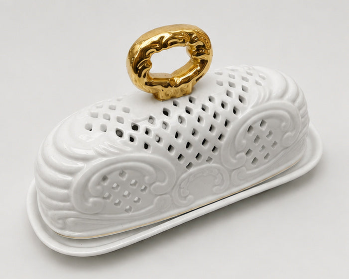 White Porcelain Covered Serving Dish