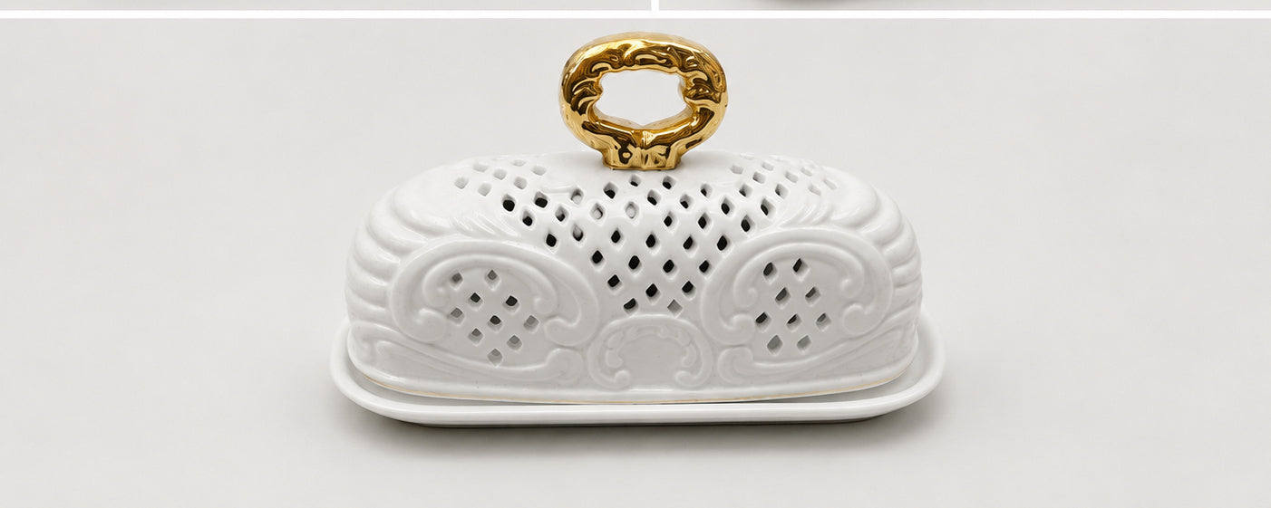 White Porcelain Covered Serving Dish
