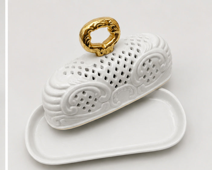 White Porcelain Covered Serving Dish