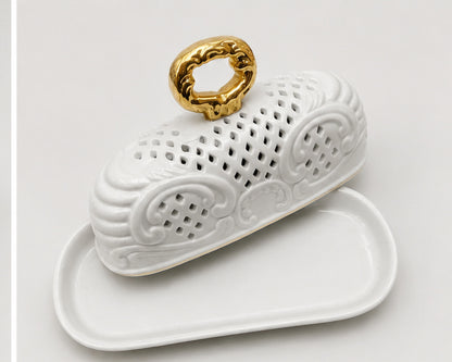 White Porcelain Covered Serving Dish